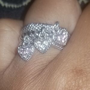 🤑SOLD🤑 JUDITH RIPKA Sapphires Clear & Pink Hearts Ring